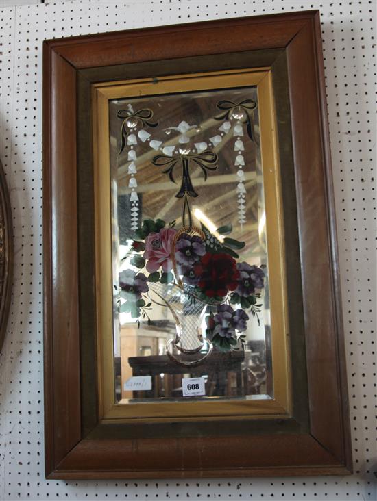 Edwardian floral painted mirror(-)